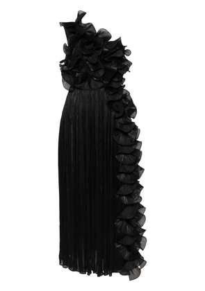 Ana Radu one-shoulder plissé gown - Black