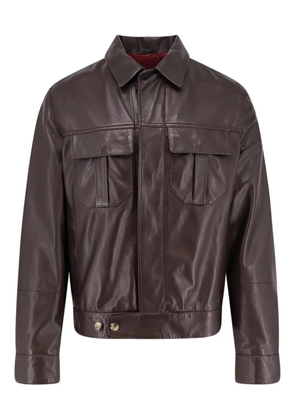 Brunello Cucinelli patch-pockets leather jacket - Brown