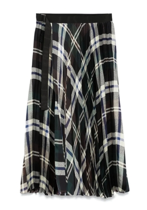 sacai checked midi skirt - Brown