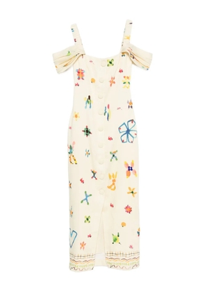 ALEMAIS Sidi square-neck midi dress - Yellow