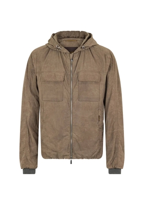 Moorer hooded flap-pocket bomber jacket - Brown