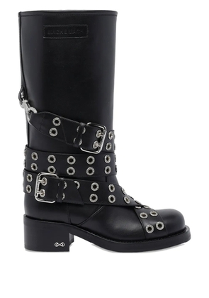 MACH & MACH 50mm buckle belt biker boots - Black