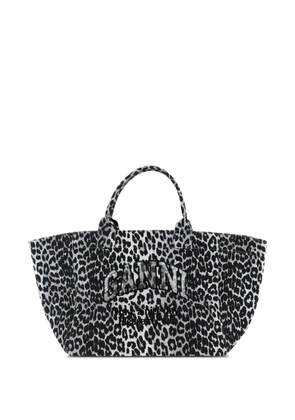 GANNI Leopard Sequin XXL appliqué tote bag - Black