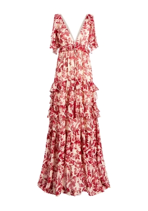 Cinq A Sept Omelia floral ruffled maxi dress - Red