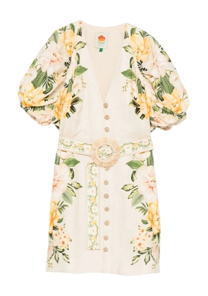 FARM Rio Garden Cascade mini dress - Neutrals