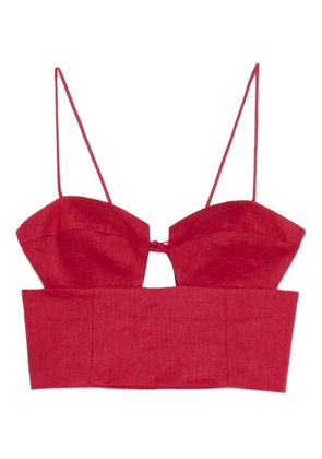 Cala de la Cruz Imperia cropped linen top - Red