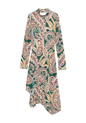 ETRO paisley-print asymmetric midi dress - Green