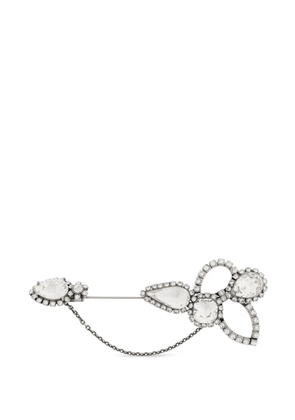 Alexander McQueen crystal flower brooche - Silver