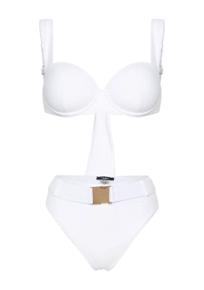 Noire Swimwear Nikki snakeskin-effect bikini set - White