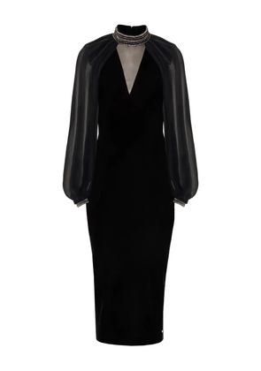 NISSA crystal-embellished velvet midi dress - Black