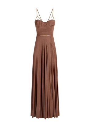 Elisabetta Franchi sweetheart-neckline pleated gown - Brown