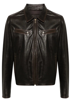 Prada leather shirt jacket - Brown