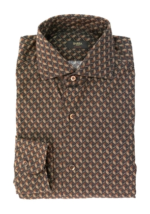 Barba geometric-print shirt - Brown