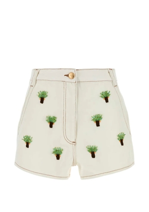 FARM Rio embroidered denim shorts - White
