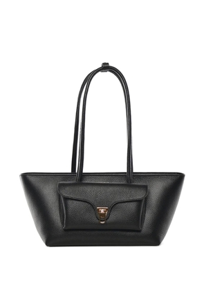 Coccinelle flap detail leather tote bag - Black