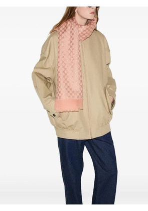 Gucci logo-print fringed scarf - Pink