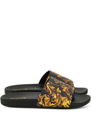 Versace Jeans Couture baroque-print slides - Black