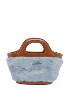 Marni Tropicalia leather-trimmed fur clutch bag - Blue