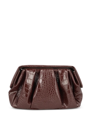 Themoirè Afrodite crocodile-effect clutch bag - Brown