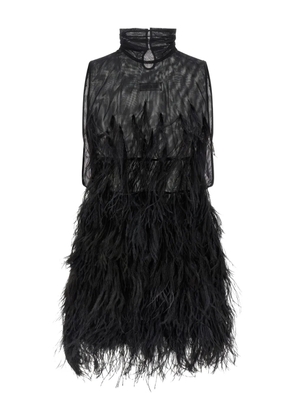 The Attico feather-skirt mini dress - Black