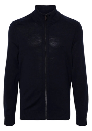 BOSS logo-embroidered cardigan - Blue