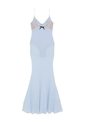 Self-Portrait lace-trimmed slip maxi dress - Blue