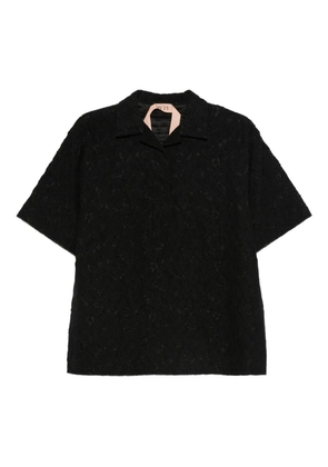 Nº21 lace-embellishment polo top - Black