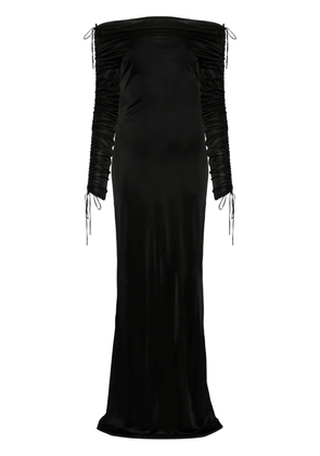 Atlein off-shoulder ruched gown - Black