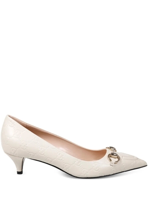 Gucci logo-embossed horsebit-detail pumps - Neutrals