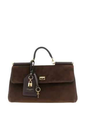 Dolce & Gabbana My Sicily padlock-embellished suede tote bag - Brown