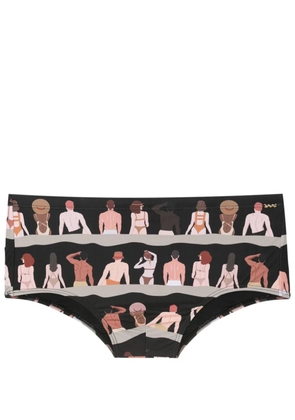 Amir Slama graphic-print swim trunks - Black