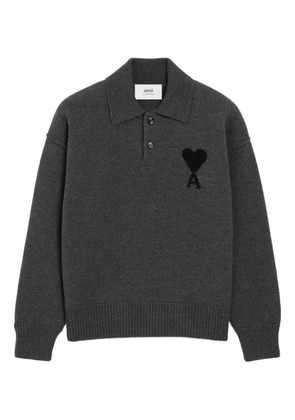 AMI Paris Ami De Coeur wool polo shirt - Grey