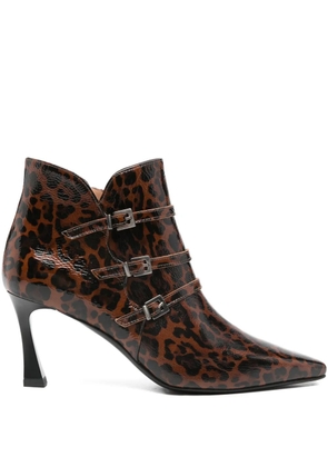 The Seller buckle animal print 75 boots - Brown