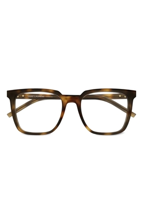 Saint Laurent Eyewear logo-plaque glasses - Brown