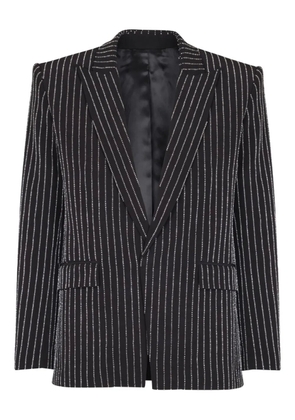 Balmain crystal-striped single-button jacket - Black
