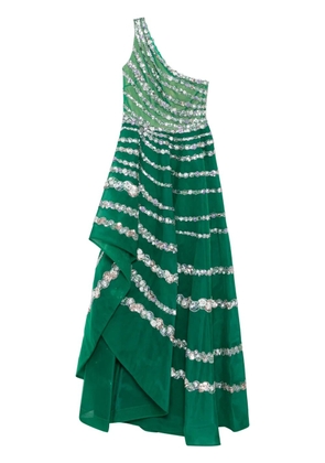 Saiid Kobeisy bead-embellished asymmetric dress - Green