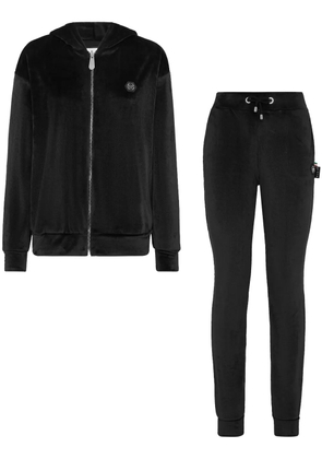 Philipp Plein crystal-embellished plush tracksuit set - Black