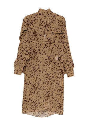 Ferragamo ruffled printed midi dress - Brown