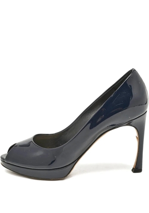 Christian Dior Pre-Owned patent leather peep-toe pumps - Blue