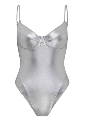 Let's Swim metallic-finish swimsuit - Grey