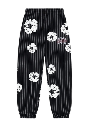 Denim Tears flower-embellishment striped-pattern track pants - Black
