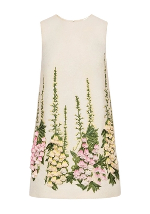 Oscar de la Renta embroidered tweed mini dress - Neutrals