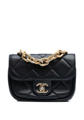 CHANEL Pre-Owned 2021-2025 Mini Quilted Lambskin Chain Top Handle Flap satchel - Black
