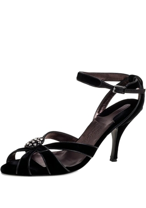 Ferragamo Pre-Owned 100mm velvet embellished sandals - Black