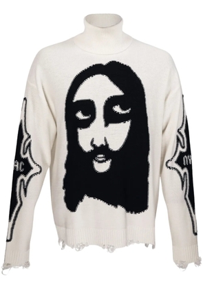 Haculla PRAISING face-motif jumper - White