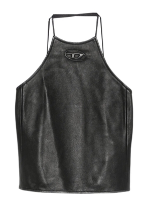 Diesel L-luvy logo-embossed leather top - Black