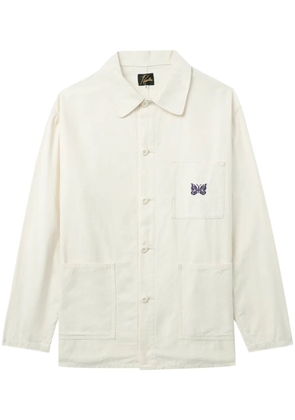 Needles logo-embroidered shirt jacket - White