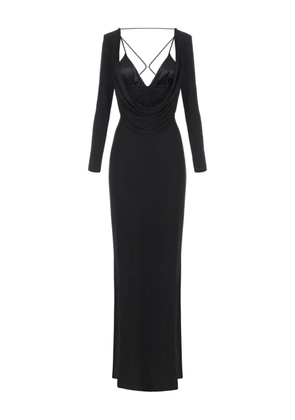 Elisabetta Franchi draped long-sleeve dress - Black