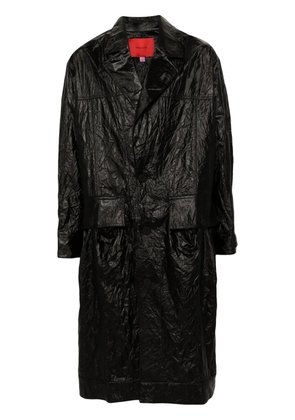 Eckhaus Latta crinkled single-breasted trench coat - Black