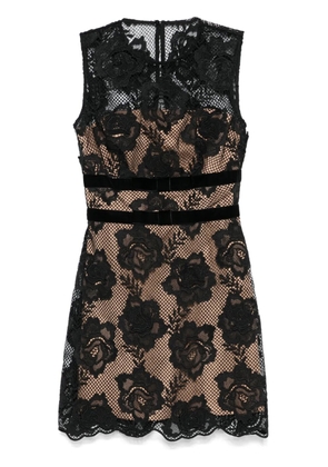 Self-Portrait bow-detail lace mini dress - Black